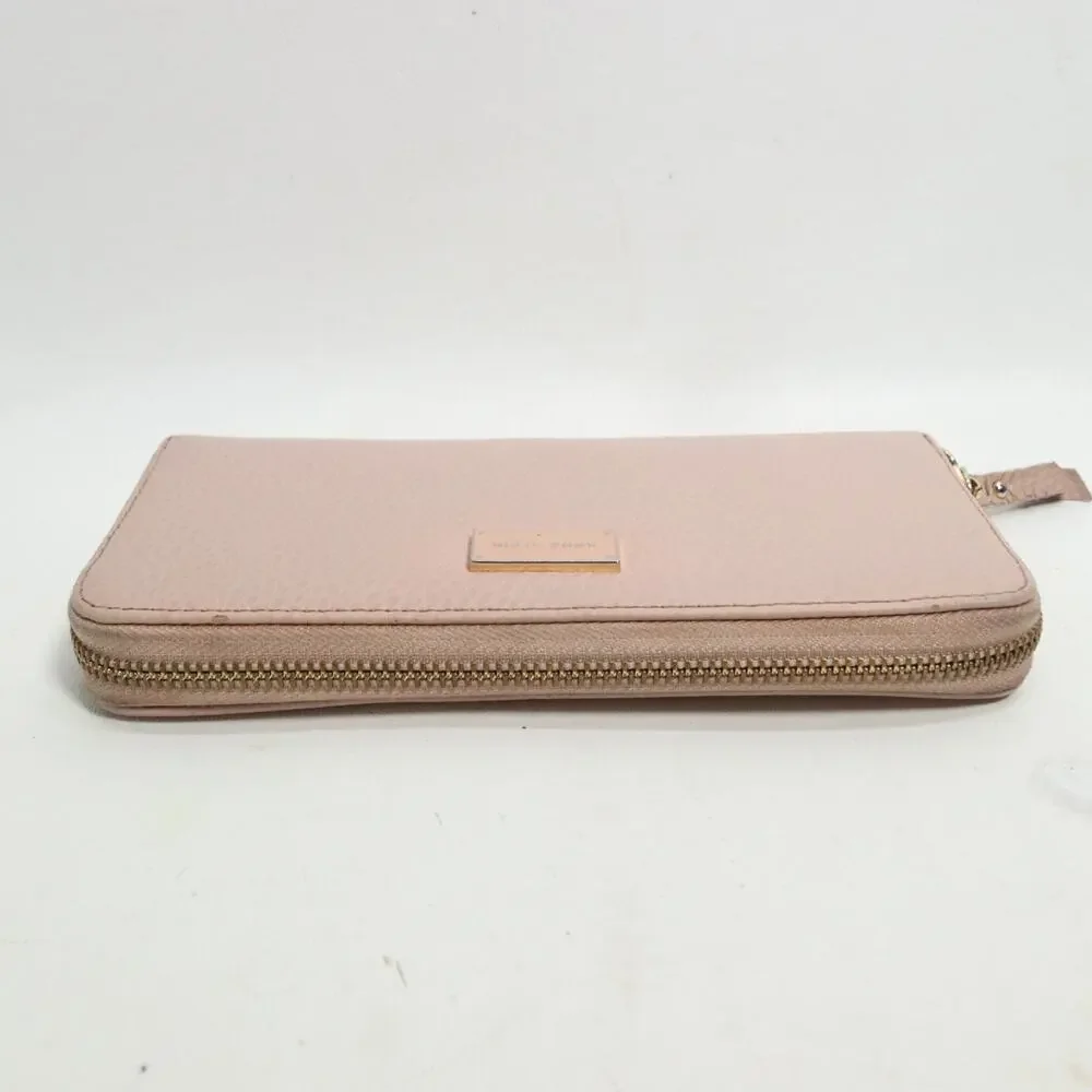 Anne Klein Pink Blush Wallet Clutch Pebbled Zip Around Accordina Cards Cash
